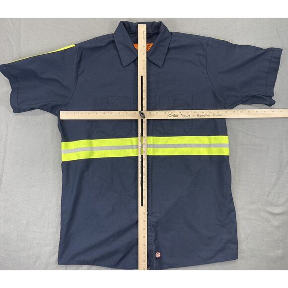 RED KAP LARGE MENS SHIRT BLUE REFLECTIVE STRIPE HI RES TOW TRUCK SAFETY - Picture 7 of 13